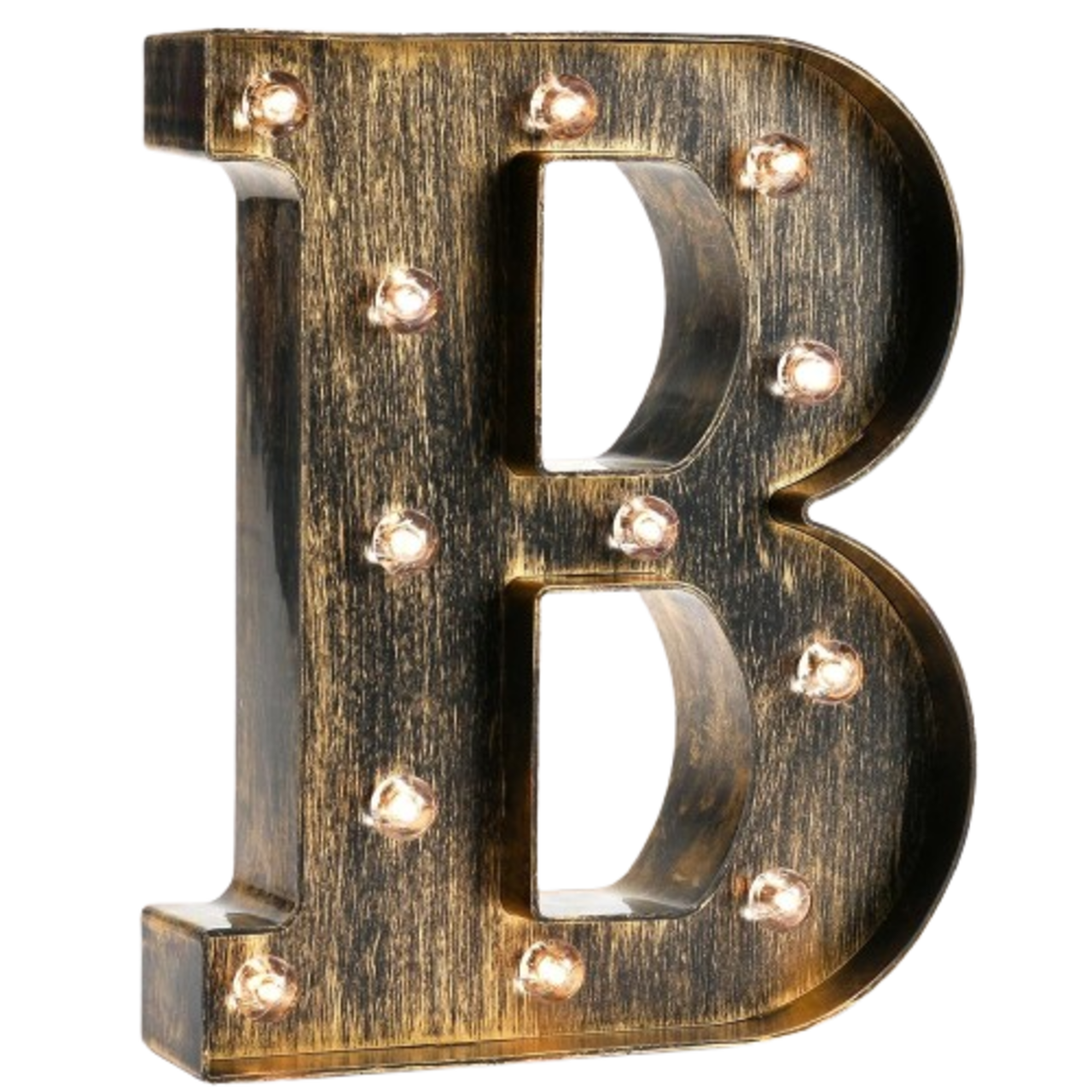 Golden Black LED Marquee Letter Light – Vintage Industrial Alphabet Light Sign for Home, Wedding & Party Decor